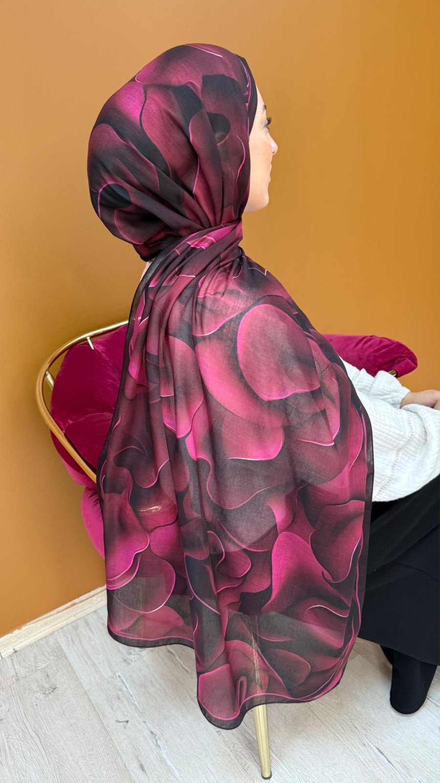 Hare Desen Organik Soft Şal- Fuşya