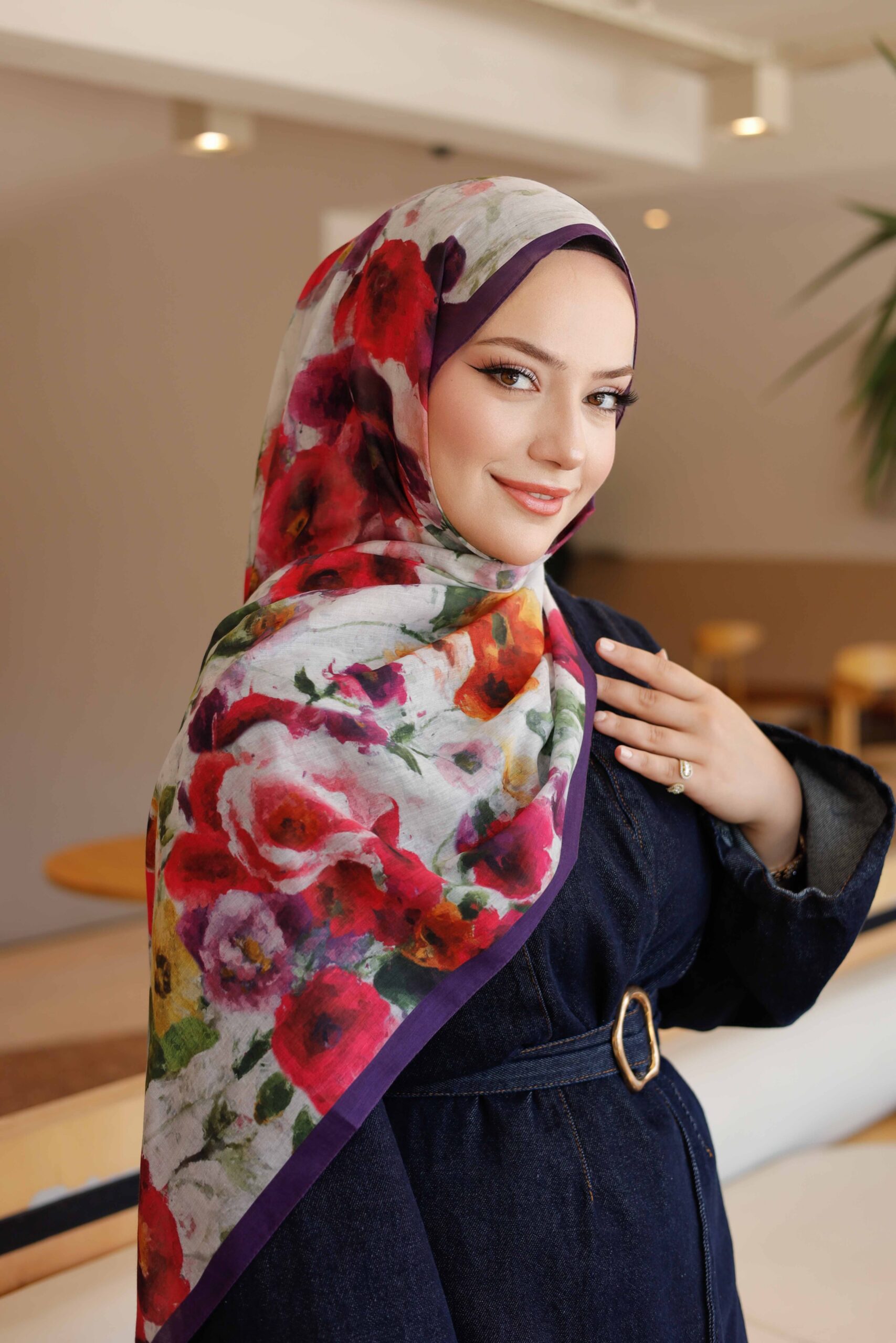 Sonbahar Desen Organik Soft Şal (1)