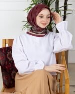 Soft Eşarp-Yaprak Desen - Görsel 4