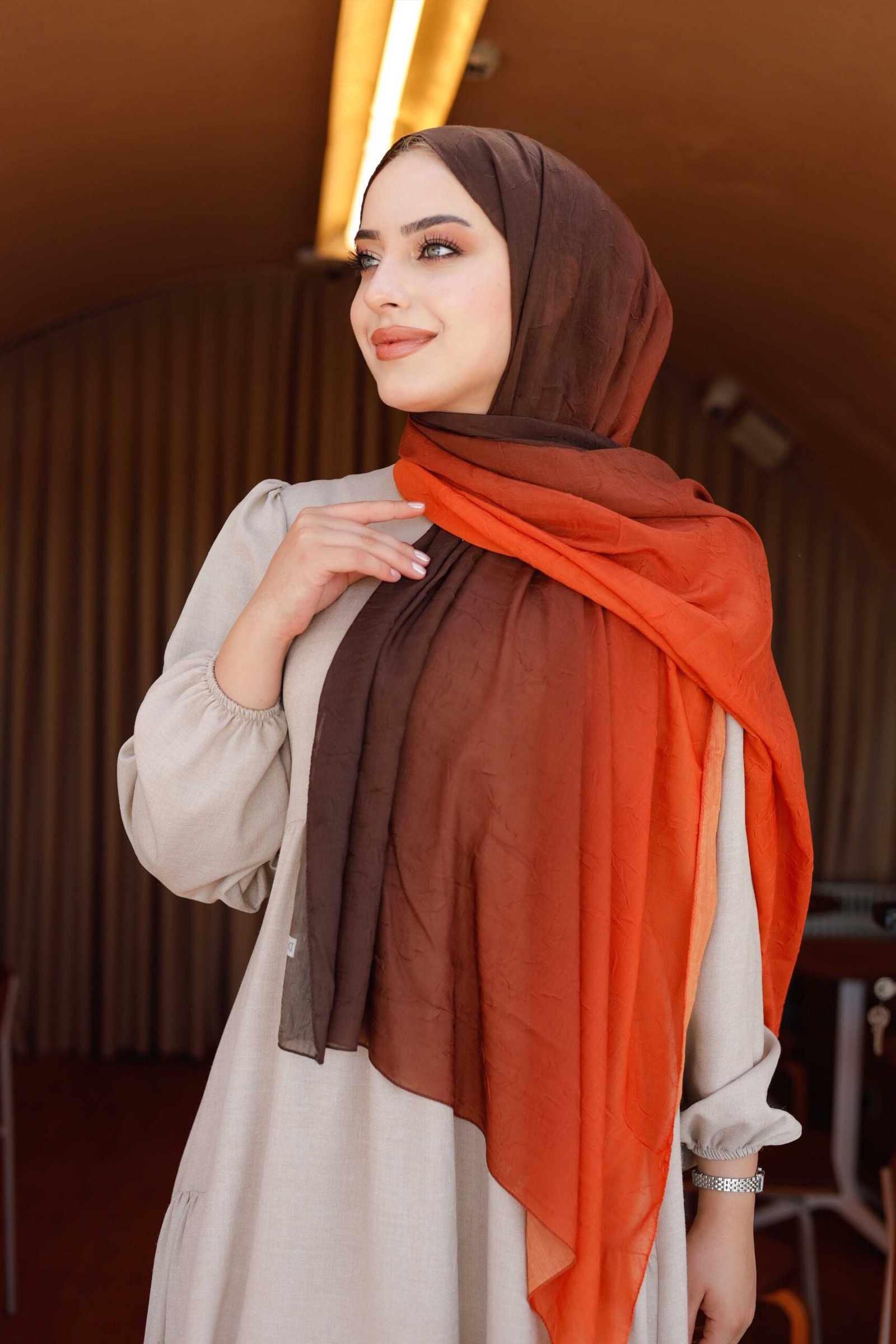 IMG_5125 Degrade Desenli Ross Kraşli Şal - Görsel 1