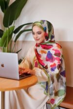 Nayf İpek Şal-Pastel Desen - Görsel 2