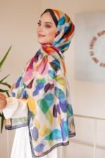 Nayf İpek Şal-Pastel Desen