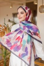 Nayf İpek Şal-Pastel Desen - Görsel 4
