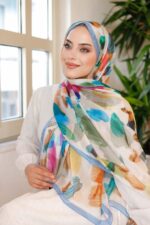 Nayf İpek Şal-Pastel Desen - Görsel 2