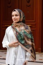 Authera Desen Soft Şal - Krem Yeşil