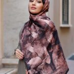 Estella Desen Soft Şal - Koyu Kahve