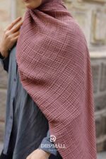 Gofret Desen Müslin Şal - Gül Kurusu - Görsel 6