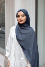 Gofret Desen Müslin Şal - Antrasit