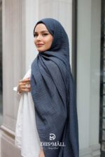 Gofret Desen Müslin Şal - Antrasit - Görsel 5