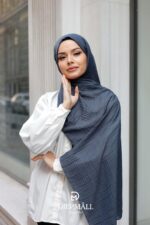 Gofret Desen Müslin Şal - Antrasit - Görsel 3