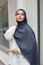 Gofret Desen Müslin Şal - Antrasit - Görsel 4