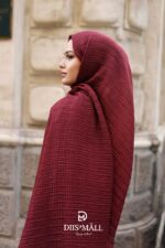 Gofret Desen Müslin Şal - Bordo - Görsel 6