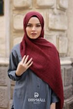 Gofret Desen Müslin Şal - Bordo - Görsel 3