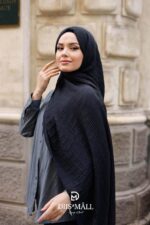 Gofret Desen Müslin Şal - Siyah