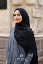 Gofret Desen Müslin Şal - Siyah - Görsel 2