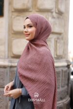 Gofret Desen Müslin Şal - Gül Kurusu