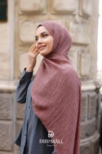 Gofret Desen Müslin Şal - Gül Kurusu - Görsel 4