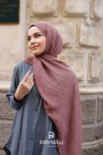 Gofret Desen Müslin Şal - Gül Kurusu - Görsel 3