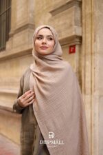 Gofret Desen Müslin Şal - Vizon - Görsel 4