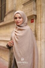 Gofret Desen Müslin Şal - Vizon - Görsel 5