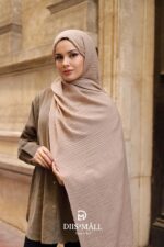 Gofret Desen Müslin Şal - Vizon