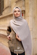 Gofret Desen Müslin Şal - Kum - Görsel 2