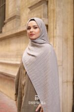 Gofret Desen Müslin Şal - Kum - Görsel 3