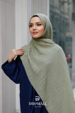 Gofret Desen Müslin Şal - Çağla Yeşili - Görsel 3