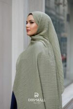 Gofret Desen Müslin Şal - Çağla Yeşili - Görsel 5