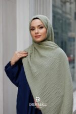 Gofret Desen Müslin Şal - Çağla Yeşili