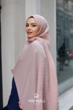 Gofret Desen Müslin Şal - Pudra - Görsel 4