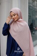Gofret Desen Müslin Şal - Pudra - Görsel 3
