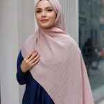 Gofret Desen Müslin Şal - Pudra