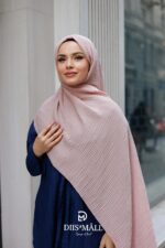 Gofret Desen Müslin Şal - Pudra