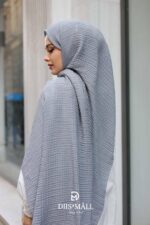 Gofret Desen Müslin Şal - Gri - Görsel 6