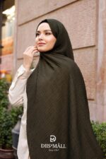 Gofret Desen Müslin Şal - Haki Yeşil - Görsel 4