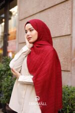 Gofret Desen Müslin Şal - Kırmızı