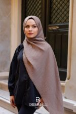 Gofret Desen Müslin Şal - Kahve - Görsel 4