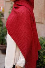 Gofret Desen Müslin Şal - Kırmızı - Görsel 7