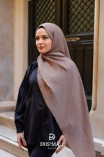 Gofret Desen Müslin Şal - Kahve - Görsel 2