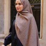 Gofret Desen Müslin Şal - Kahve