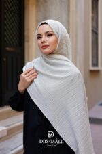 Gofret Desen Müslin Şal - Krem