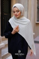 Gofret Desen Müslin Şal - Krem - Görsel 5