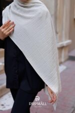 Gofret Desen Müslin Şal - Krem - Görsel 7