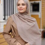 Zeytin Dalı Dubai Organic Şal - Toprak