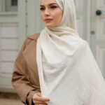 Zeytin Dalı Dubai Organic Şal - Krem