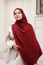 Zeytin Dalı Dubai Organic Şal - Bordo - Görsel 2