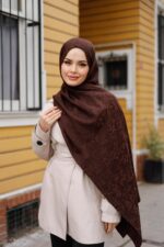 Zeytin Dalı Dubai Organic Şal - Kahve - Görsel 3