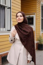 Zeytin Dalı Dubai Organic Şal - Kahve - Görsel 2