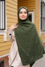 Zeytin Dalı Dubai Organic Şal - Yeşil - Görsel 5